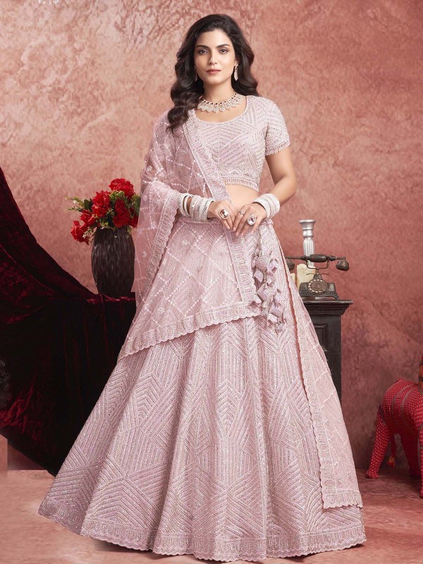 Light Pink Premium Net Lehenga Choli